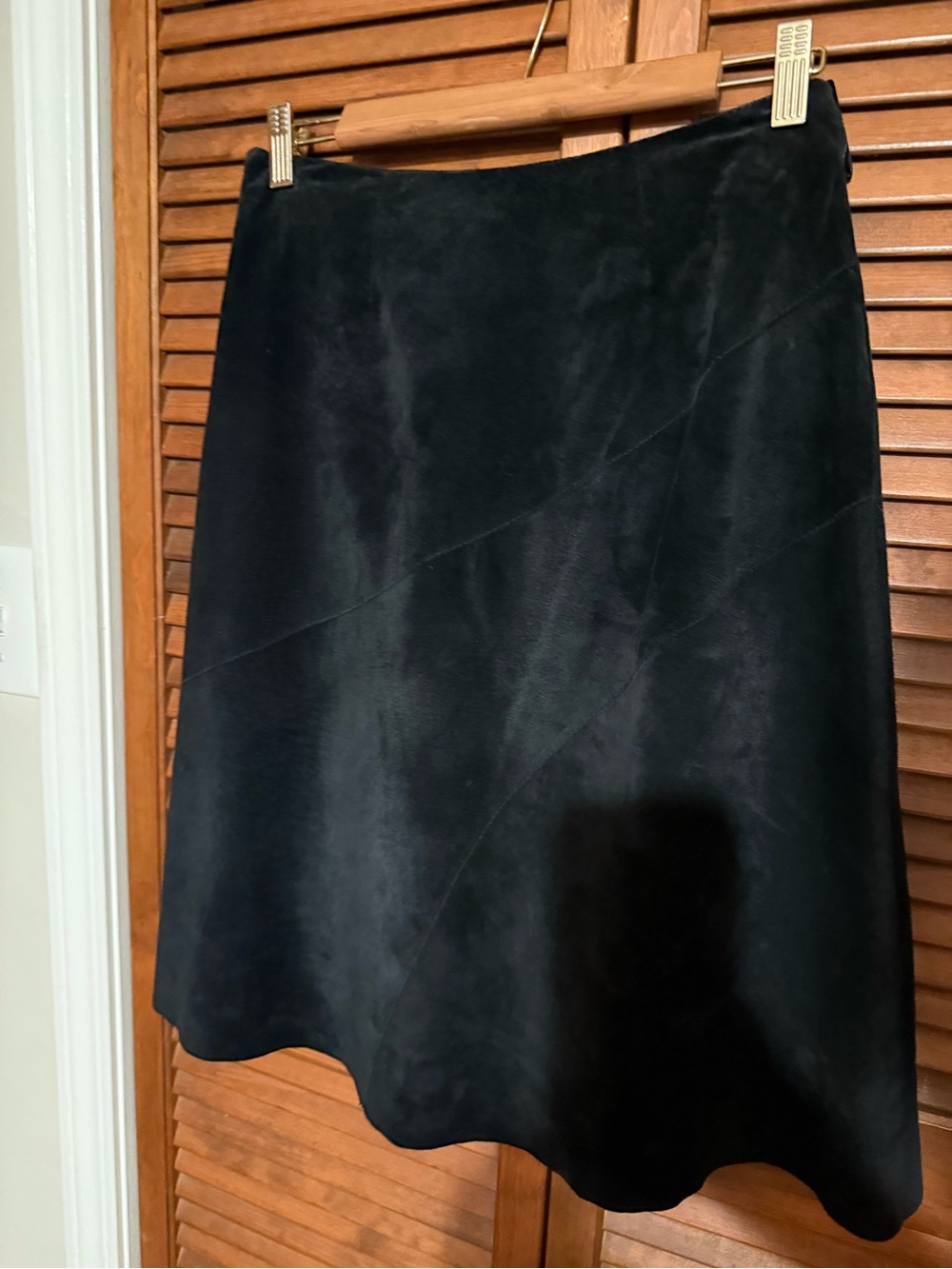 New Frontier Black Suede A-Line Skirt
